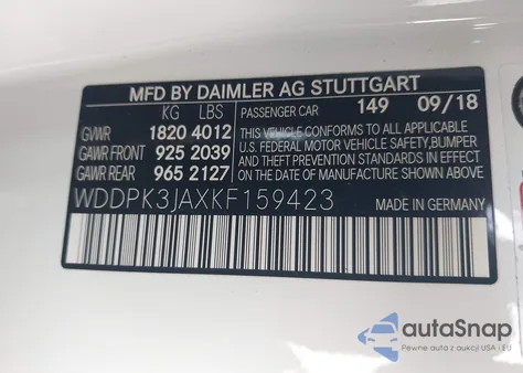 2019 Mercedes-Benz Slc 300 from USA, damaged, VIN WDDPK3JAXKF159423
